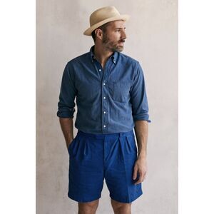 WALLACE & BARNES J. Crew Blue 100% Cotton Relaxed Shorts   Mens Size 34